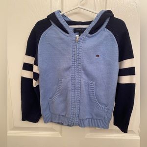 Tommy Hilfiger Blue Knit Zip Up Hooded Sweater 3T